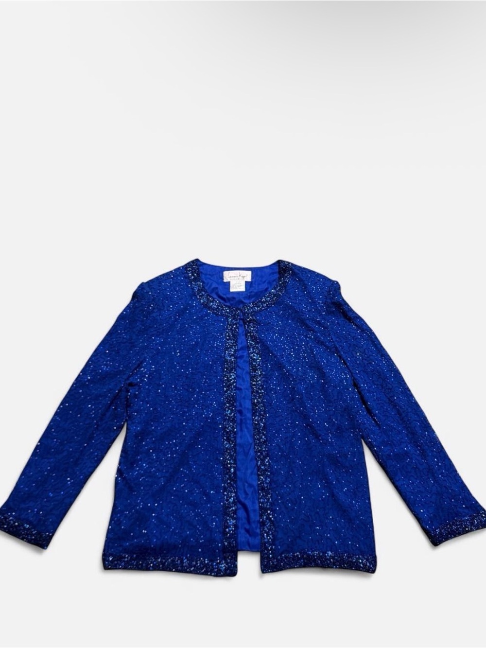 Laurence Kazar Paris New York Blue Sequin Cardigan Jacket